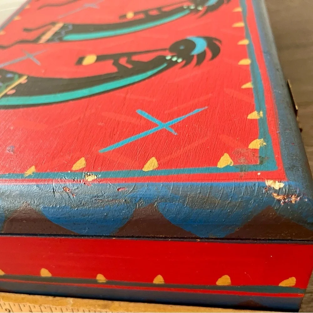 Wooden Colorful Decorative Box with Tribal Design